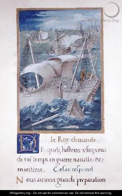A Naval Battle from Les Commentaires de la Guerre Gallique by Francois Demoulins - Godefroy Le Batave