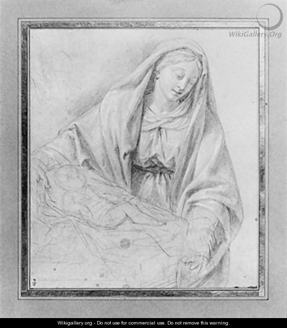 The Virgin holding the Child in his cradle - Eustache Le Sueur