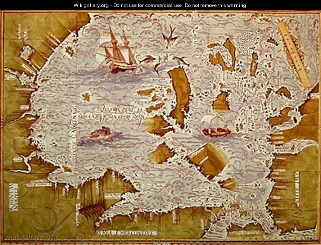 Map of the Sea of Maluku - Guillaume Le Testu