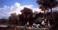 Figures Picnicing by a River - John Kennedy