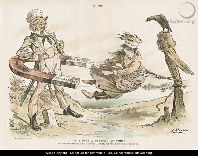 Caricature of Uncle Sam and Canada Cover of Puck Magazine - Joseph Keppler
