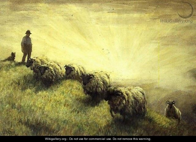 Shepherd Bringing Home his Flock - John Robert Keitley