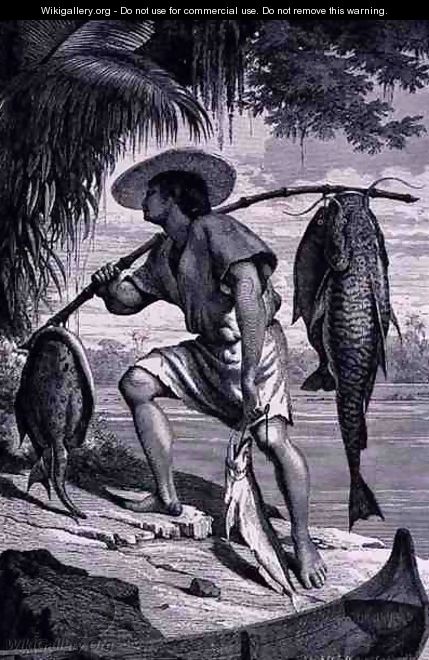 One of our Mojo Indians returning from fishing from The Amazon and Madeira Rivers - Franz Keller