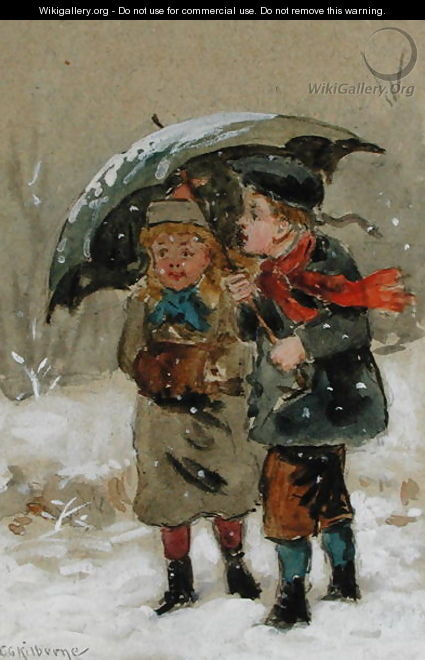 Children Playing in the Snow - George Goodwin Kilburne