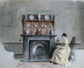 Lady Seated by Fireplace - George Goodwin Kilburne