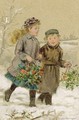 Children Playing in the Snow Collecting Holly - George Goodwin Kilburne