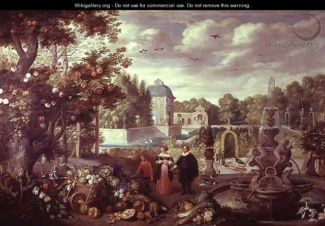 Garden Scene with Fountain - Jan van Kessel