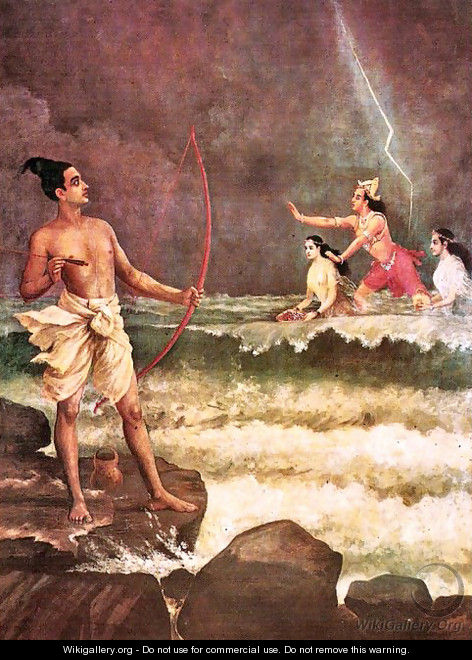 Sri Rama Vanquishing The Sea - Raja Ravi Varma