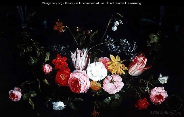 Tulips Peonies and Butterflies - Jan van Kessel