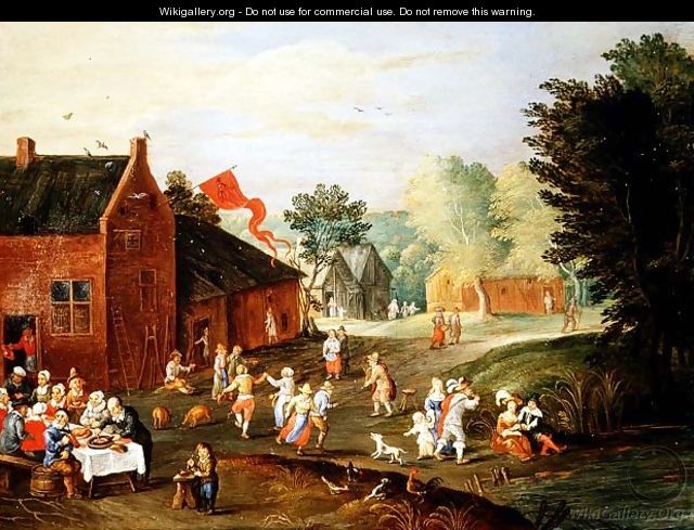 Peasants Feasting in a Village - Jan van Kessel