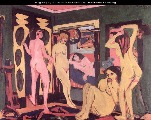 Bathers in a Room - Ernst Ludwig Kirchner