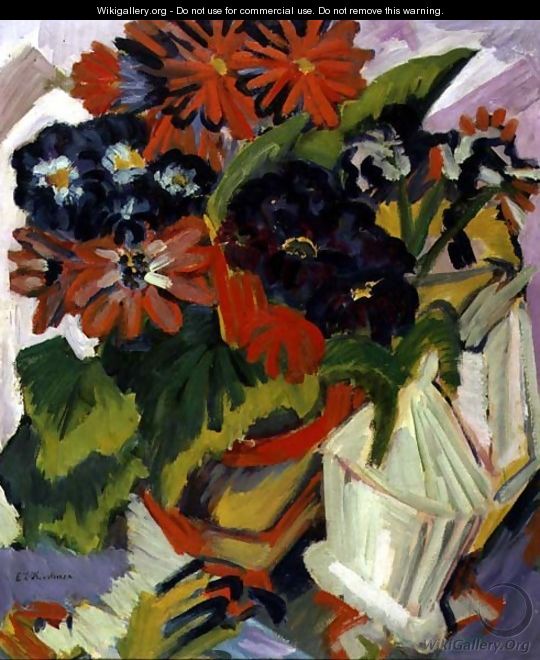 Bouquet of Flowers with a Sugar Bowl - Ernst Ludwig Kirchner