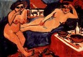 Two Nudes on a Blue Sofa - Ernst Ludwig Kirchner