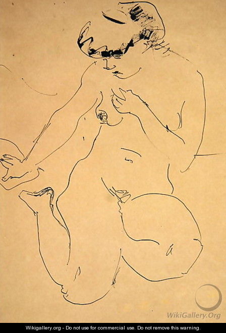 Crouching Nude - Ernst Ludwig Kirchner