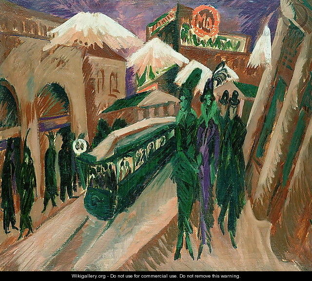 Leipzig Street with Electric Tram - Ernst Ludwig Kirchner