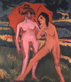 Two Women under a Red Umbrella - Ernst Ludwig Kirchner