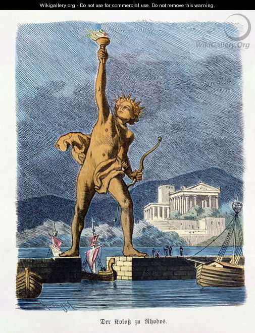 The Colossus of Rhodes from a series of the Seven Wonders of the Ancient World - Ferdinand Knab