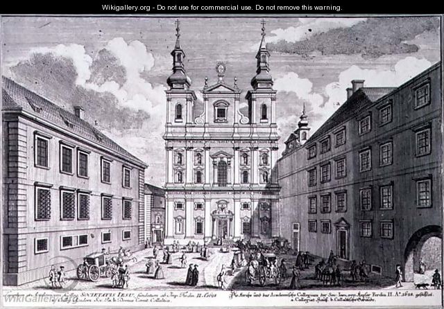 View of the Jesuitenkirche and Dr Ignaz Seipal Platz in Vienna - Salomon Kleiner