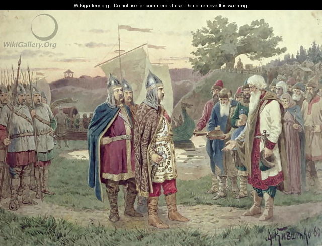 The Grand Duke Meeting with the People of a Slav Town in the 9th century - Aleksei Danilovich Kivshenko