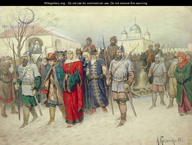 Joining of Great Novgorod Novgorodians Departing to Moscow - Aleksei Danilovich Kivshenko