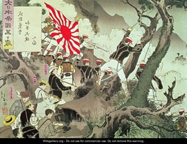 Scene from the Sino Japanese War in Korea - Kiyochika Kobayashi