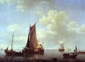 Dutch sailing barges in a calm offshore - Hermanus Koekkoek