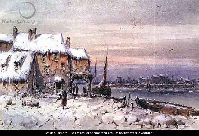 Riverside House in the Winter Freeze - George Knox