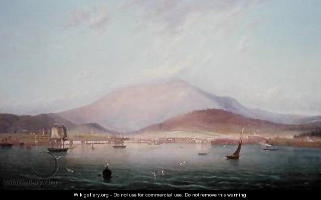 Hobart Town with Mount Wellington Tasmania - Geelmuyden Bull Knud