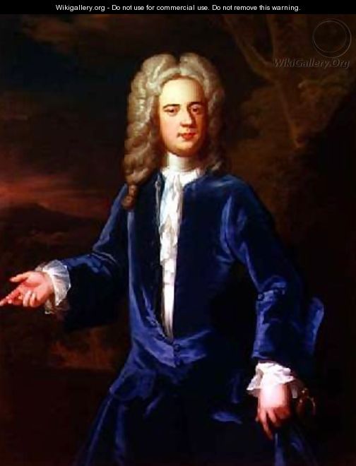 Portrait of a gentleman in a blue velvet coat - (after) Kneller, Sir Godfrey