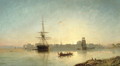 View of the Thames Estuary with Shipping - (attr. to) Knell, William Adolphus