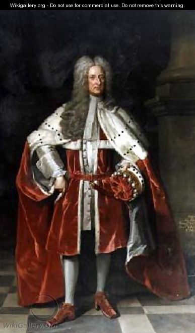 Portrait of Henry 1st Viscount St John 1652-1742 in his coronation robes - (after) Kneller, Sir Godfrey