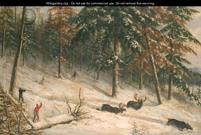 Hunting Moose - Cornelius Krieghoff