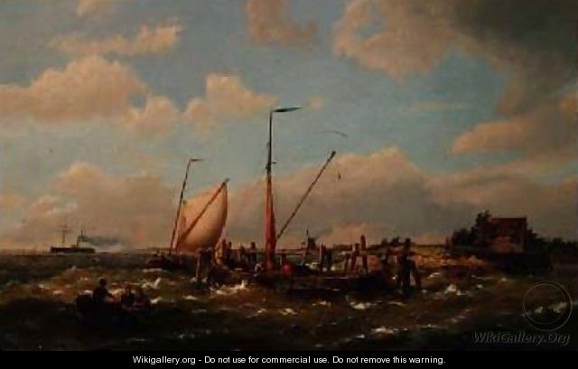 Fishing Vessels in an estuary - Hermanus Koekkoek