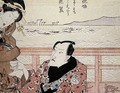 Detail of Onoe Kikugoro III taking tea at Shinagawa - Utagawa Kunisada