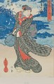 Japanese woman by the sea - Utagawa Kunisada