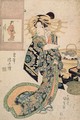 Courtesan likened to a painting by Moronobu - Utagawa Kunisada
