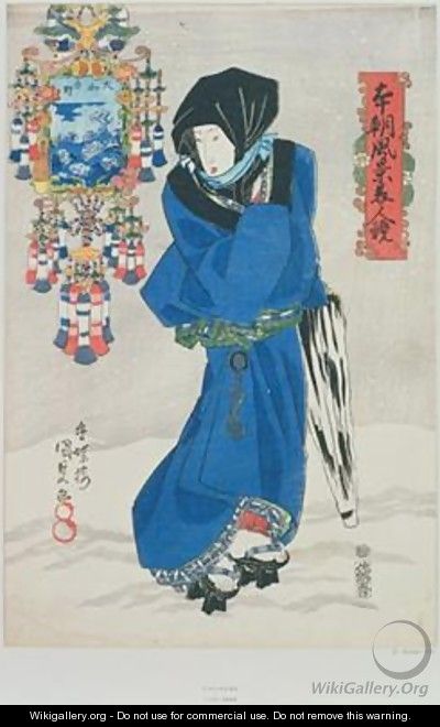 Japanese Woman in the Snow - Utagawa Kunisada