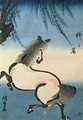 A horse galloping under a willow tree - Utagawa Kunisada