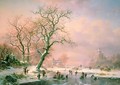 Skaters on a Frozen River - Frederick Marianus Kruseman