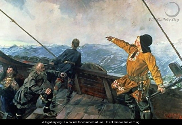 Leif Eriksson sights land in America - Christian Krohg