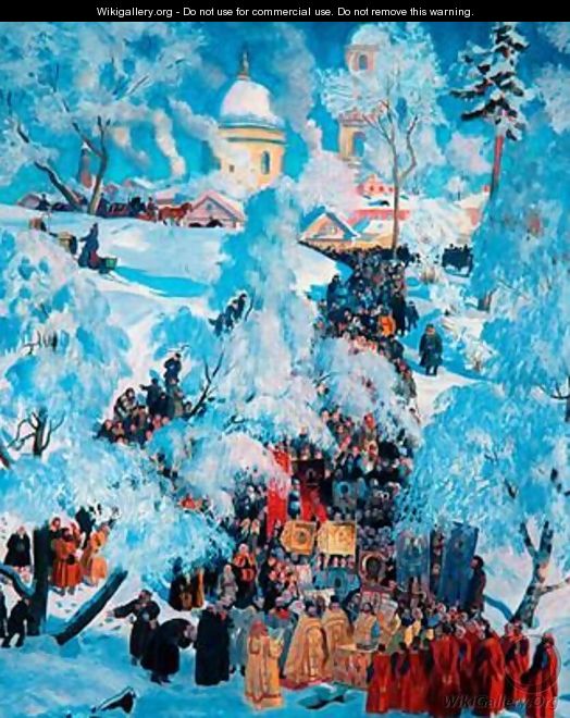 Religious Procession in a Village - Boris Kustodiev