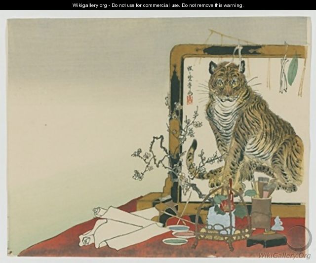 Standing Screen Tsuitate of a Tiger - Kawanabe Kyosai