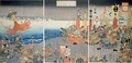 The Ashikaga fleet sailing into attack Nitta - Utagawa Kuniyoshi