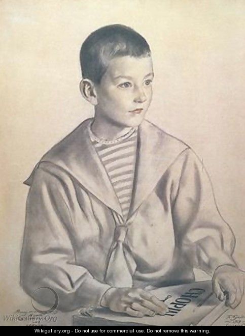 Portrait of Dmitri Dmitrievich Shostakovich 1906-75 as a Child - Boris Kustodiev