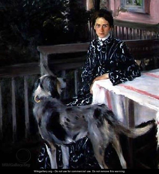 Portrait of Yulia Yevstafievna Kustodieva 1880-1942 the artists wife - Boris Kustodiev