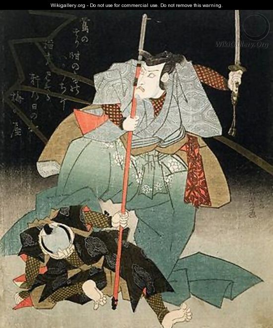 Ichikawa Danjuro VII Overpowering an Officer of the Law - Utagawa Kuniyoshi