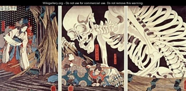 Mitsukini Defying the Skeleton Spectre - Utagawa Kuniyoshi