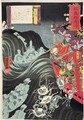 Yoshitsune with Benkei and Other Retainers in their Ship Beset by the Ghosts of Taira - Utagawa Kuniyoshi