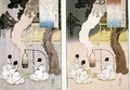 Imperial wardens sitting by their watch fire - Utagawa Kuniyoshi