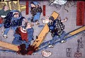 Moral teaching for shopboys giving good and bad examples of behaviour 4 - Utagawa Kuniyoshi